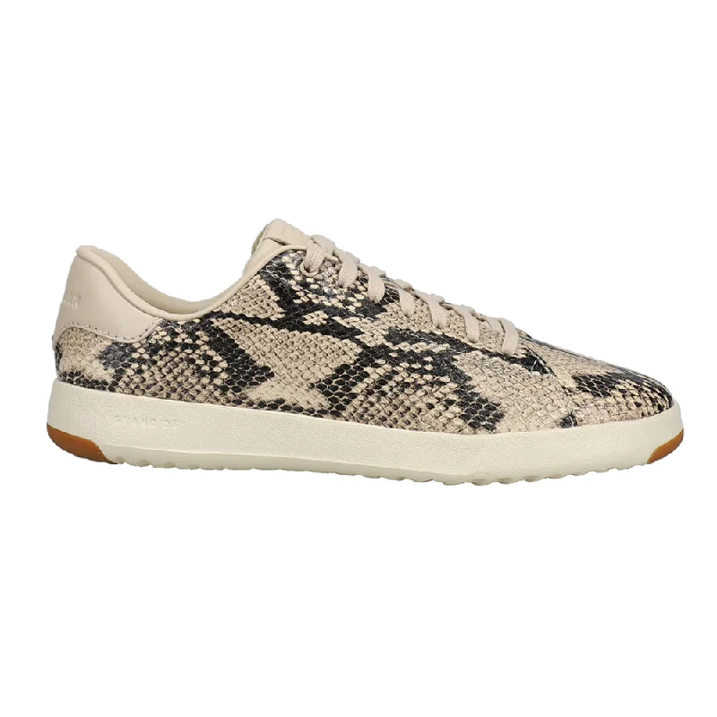 Women's Breathable Flats Grandpro Tennis Snake Print Lace Up Sneakers