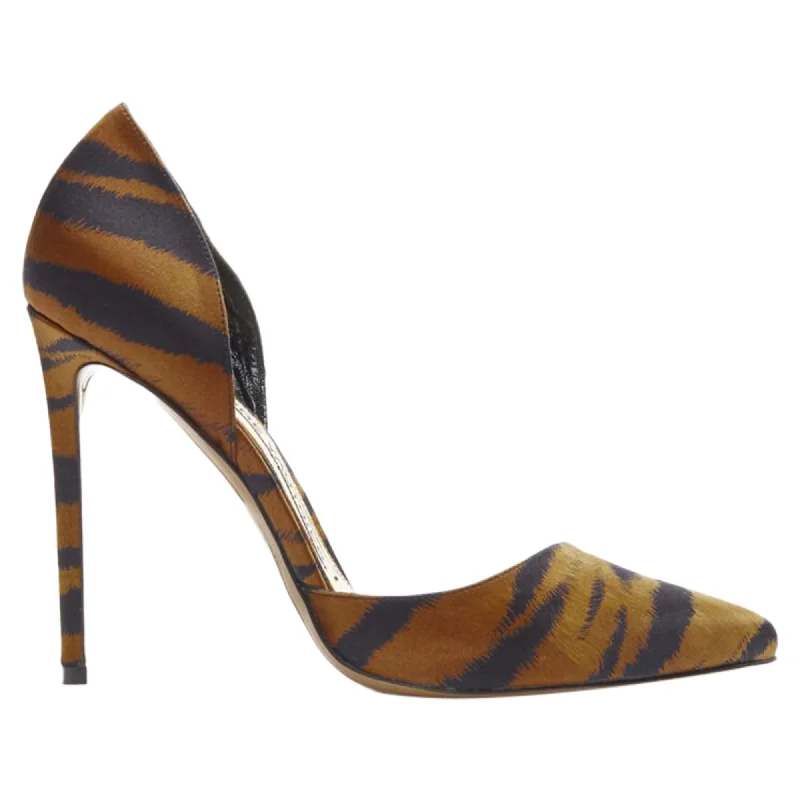 Trendy Women's Wear Collection Alexandre Vauthier Angelina brown black tiger satin stiletto pumps