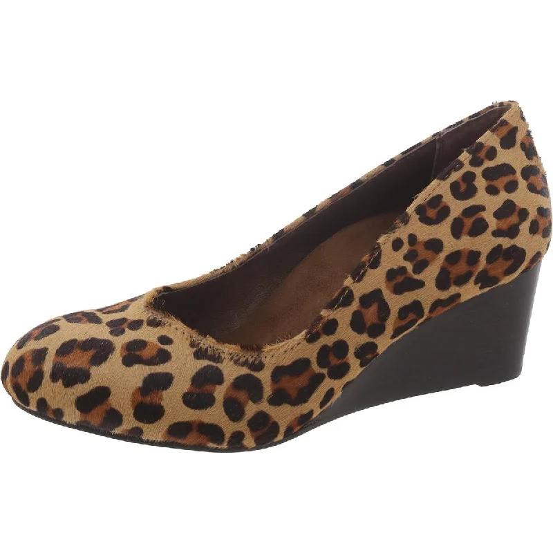 Affordable Trendy Fashion Antonia Womens Calf Hair Leopard Print Wedge Heels