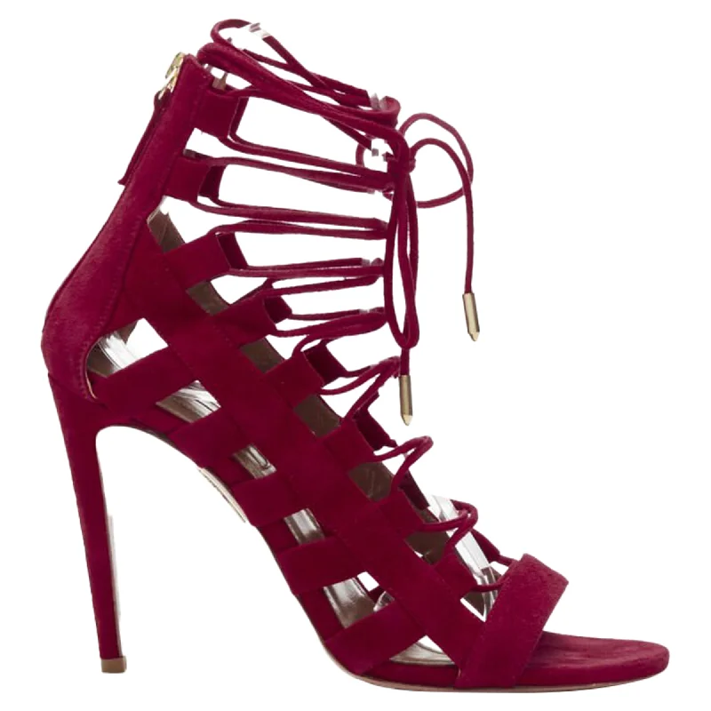 Effortless Style, Endless Impact Aquazzura Amazon dark red lace-up sandals high heels