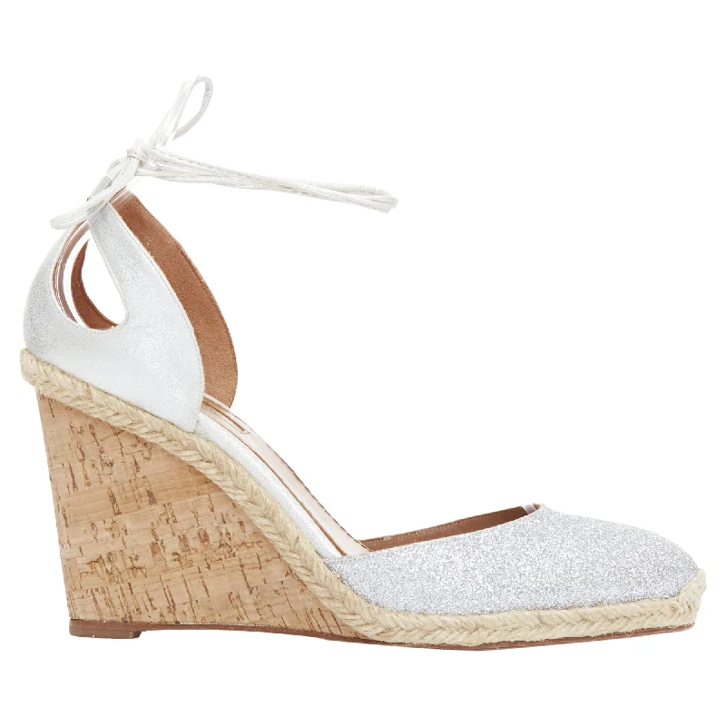 Mega Sale Aquazzura Palm Beach metallic glitter cork wedge sandals