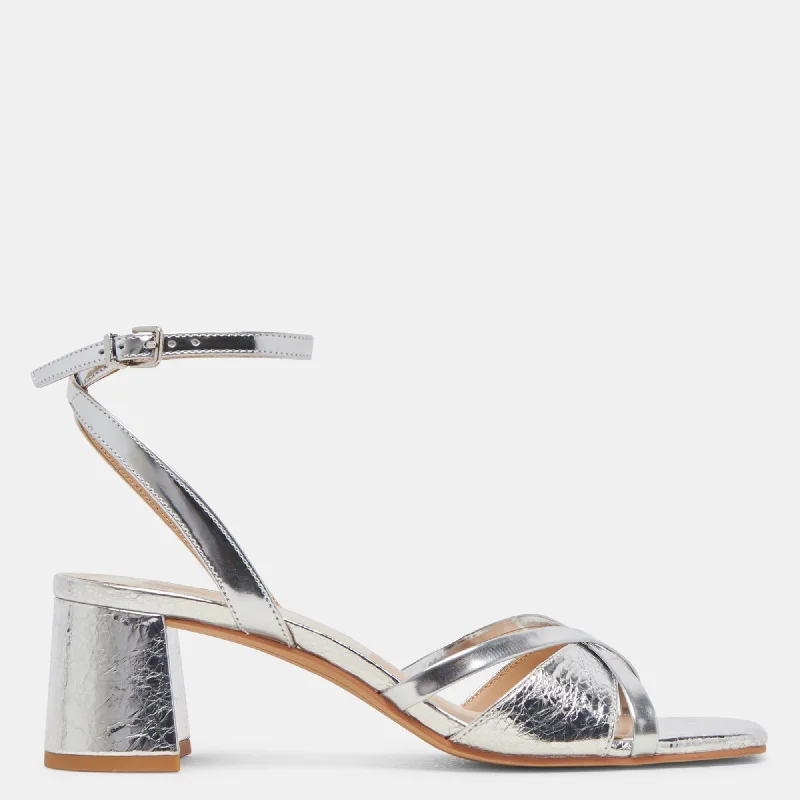 Casual Chic Deals Blakly Heels Silver Distressed Leather