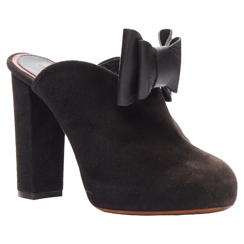 Get The Latest Trends Celine Phoebe Philo suede bow high heel mules