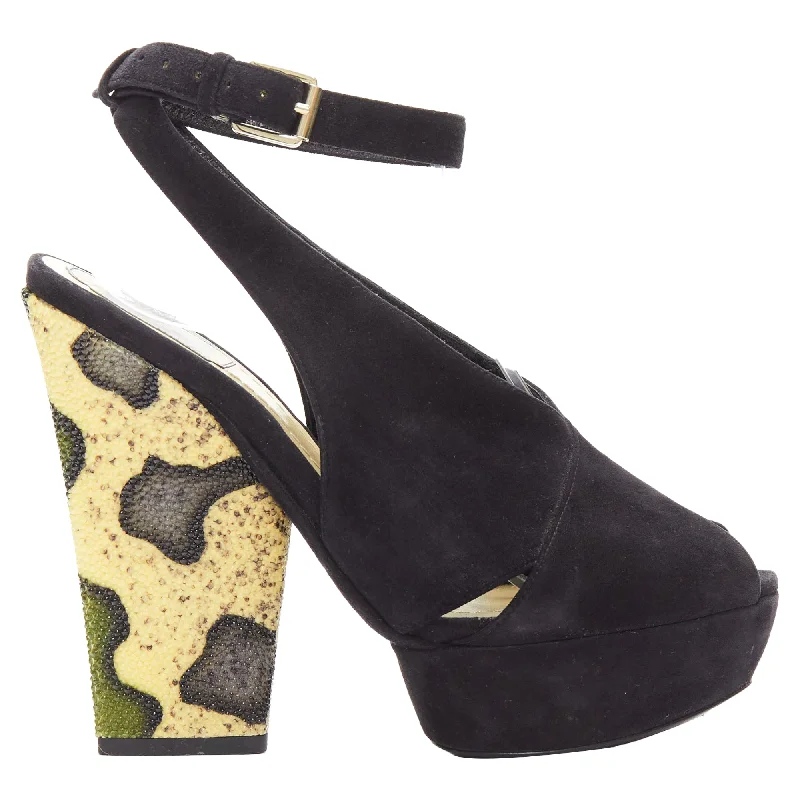 Stylish Statements Christian Dior scaled leather suede platforms