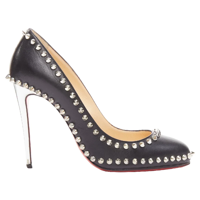 Trend Leading Collection Christian Louboutin Dorispiky silver punk spike stud round pump