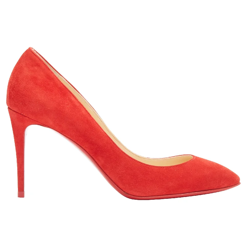 Chic And Trendy Christian Louboutin Eloise Loubi Suede Almond Toe Classic Pump