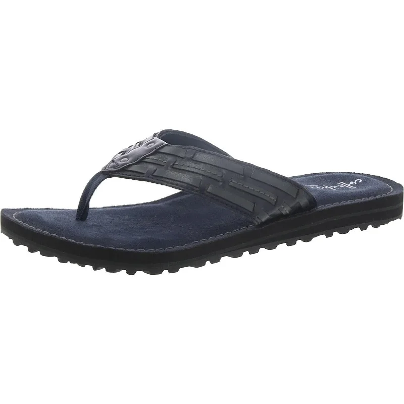 Best Deals Of The Season Clarks Womens Fenner Shore Faux Leather Thong Flip-Flops