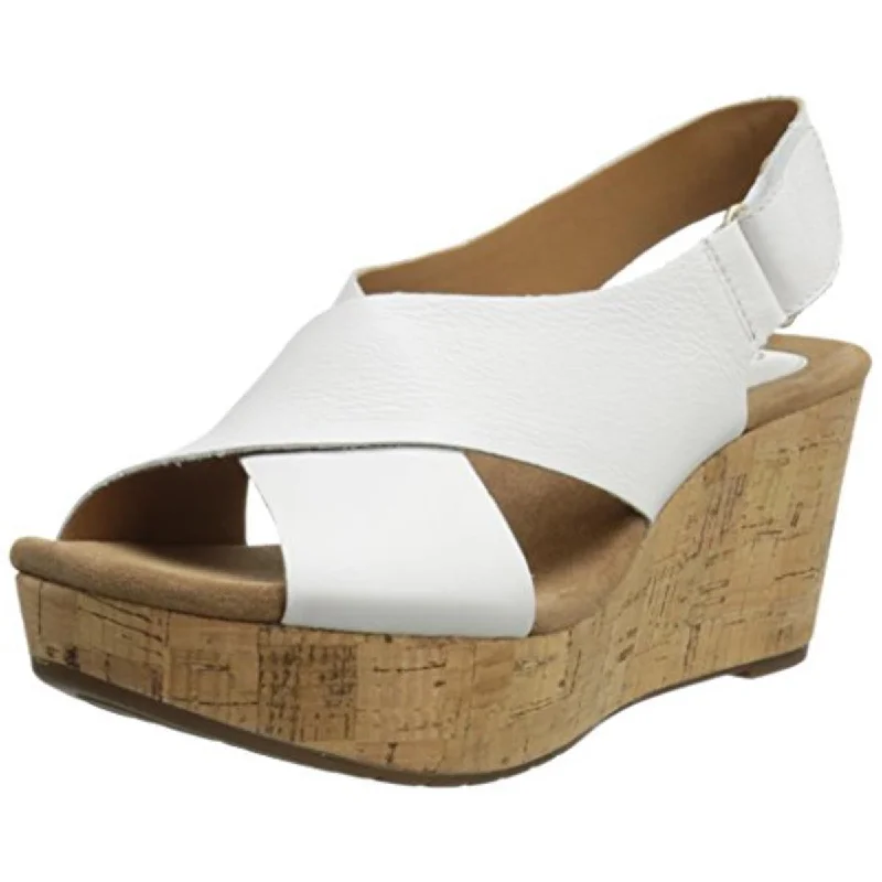 Soft Sole Shoes Clarks Womens Nadene Lola Leather Open Toe Wedge Sandals