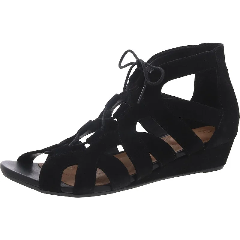 Inspired By You, Designed For You Clarks Womens Parram Lux Suede Tie-Up Gladiator Sandals