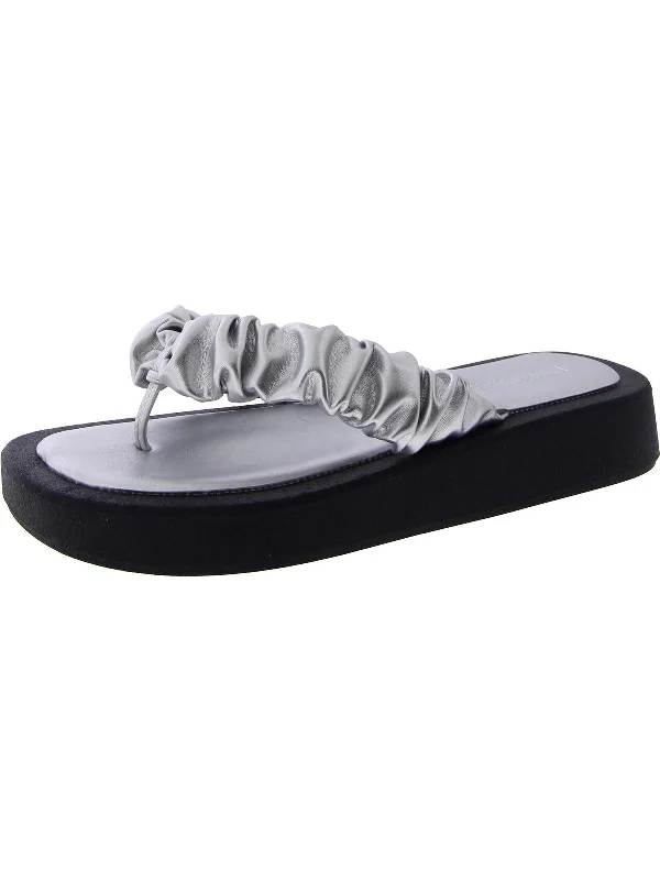 Romantic Chic Deals Club Miami Womens Faux Leather Thong Flip-Flops