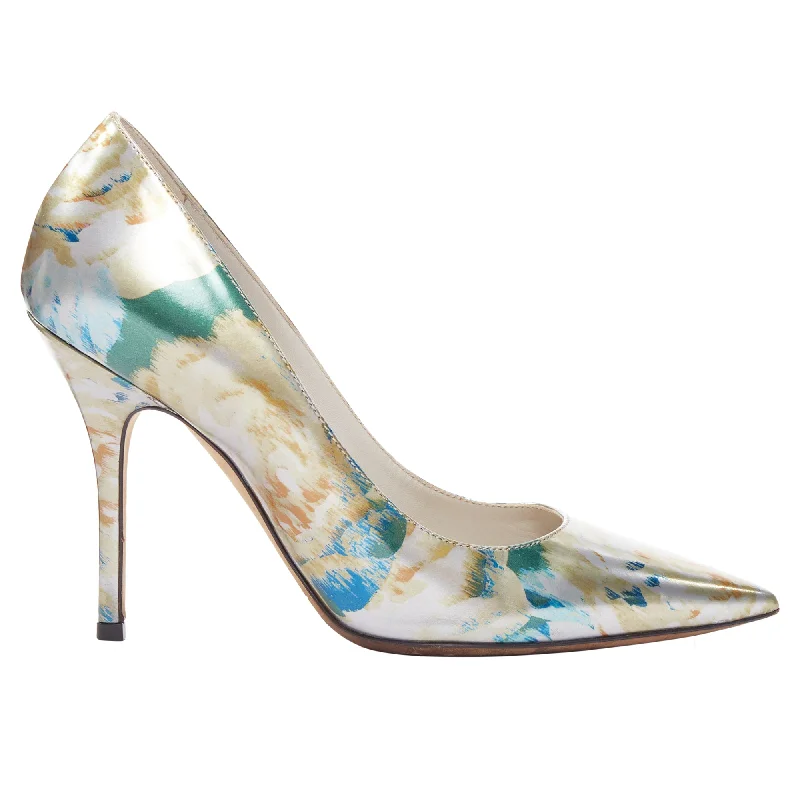 Chic Breathable Shoes Dior Raf Simons Metallic Abstract Print Pointy Pumps