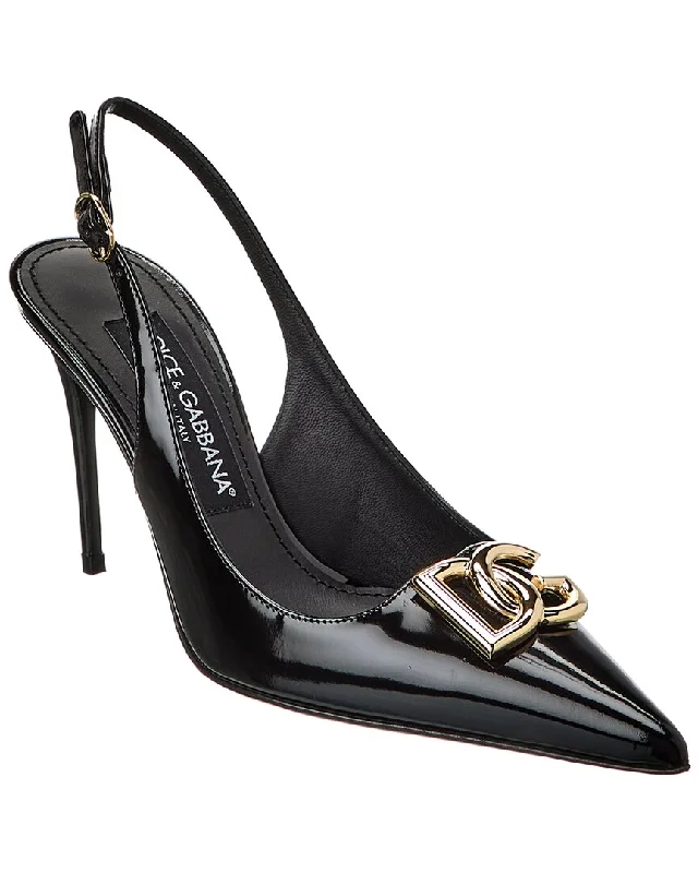 Hot Sale Dolce & Gabbana DG Logo Leather Slingback Pump