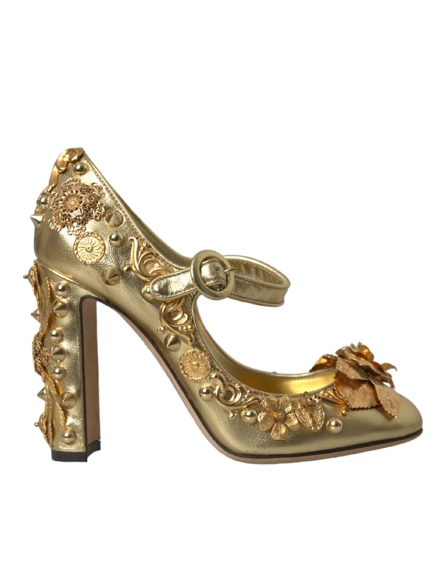 Bold Style Discounts Dolce & Gabbana  Leather Crystal Mary Janes Pumps Women's Shoes