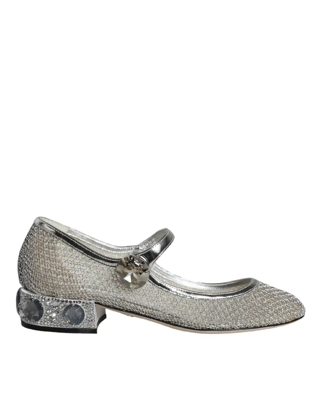 Comfortable Formal Shoes Dolce & Gabbana  Mesh Crystal Mary Jane Pumps Women's Shoes (Pre-Owned)