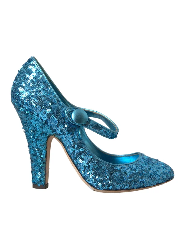 Athleisure Style Sale Dolce & Gabbana  Sequin Mary Jane Pumps High Heels Women's Shoes