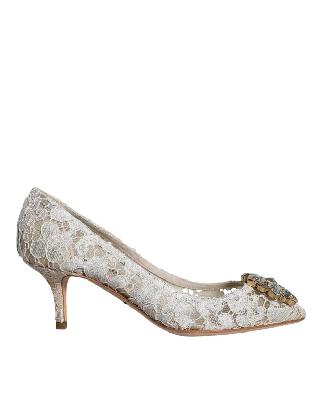 Must-Have Style Discounts Dolce & Gabbana  Taormina Lace Crystal Heel Pumps Women's Shoes