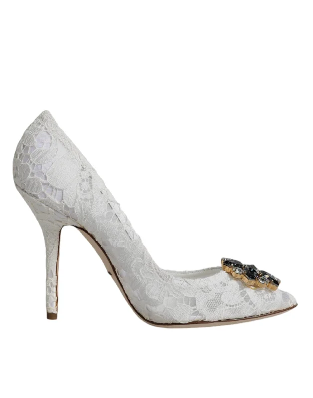 Cozy Comfort Style Sale Dolce & Gabbana  Taormina Lace Crystal Heel Pumps Women's Shoes