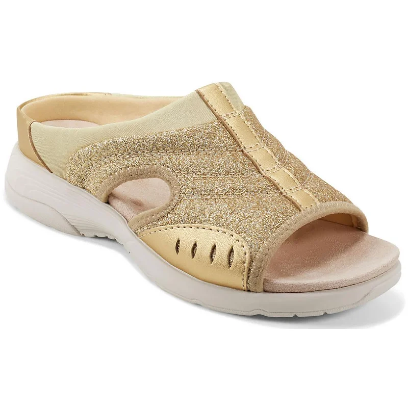 Stylish Statements Easy Spirit Womens Traciee 3 Metallic Glitter Slide Sandals