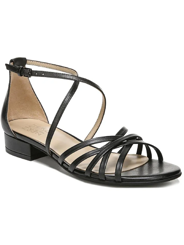 Limited Time Haleigh Womens Faux Leather Open Toe Flats