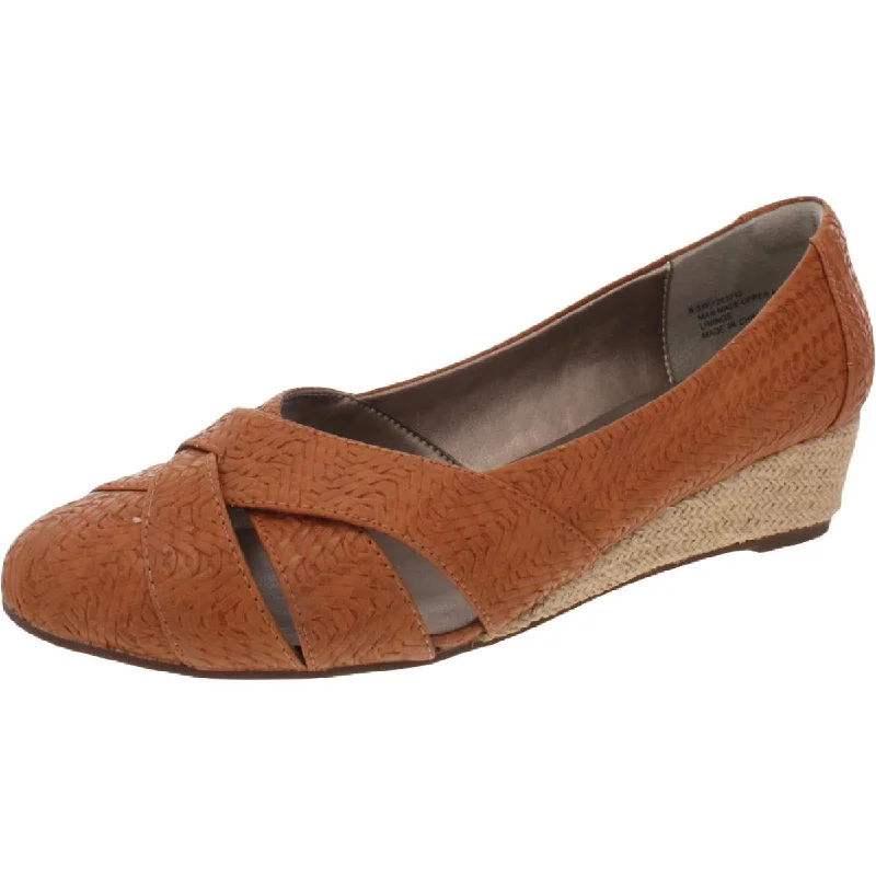 Stay Ahead In Style Janice Womens Faux Leather Slip On Espadrille Heels