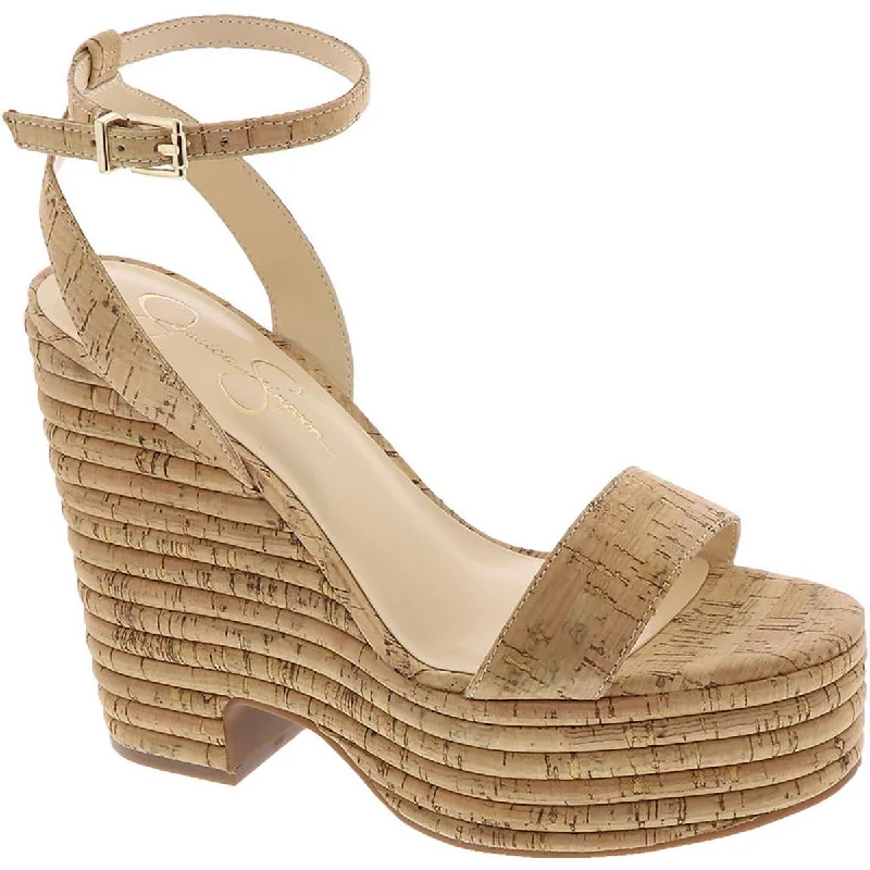 Unleash Your Fashion Jessica Simpson Womens Cork Ankle Strap Wedge Sandals