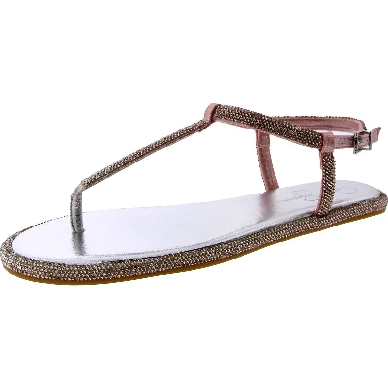 Discover Promotions Jessica Simpson Womens Oliara Shimmer  T-Strap Sandals