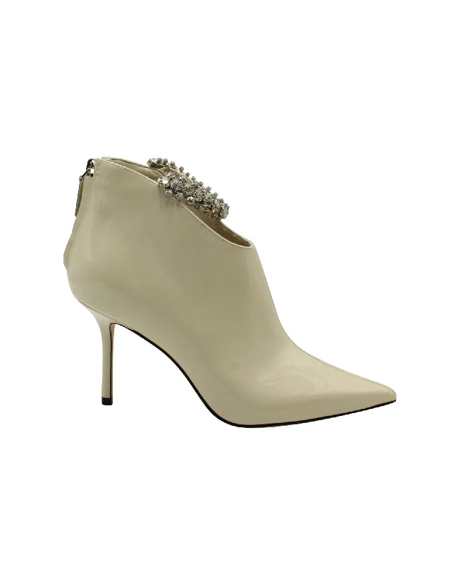 Breathable Shoes Jimmy Choo Blaize Ankle Boots in Cream Patent Leather