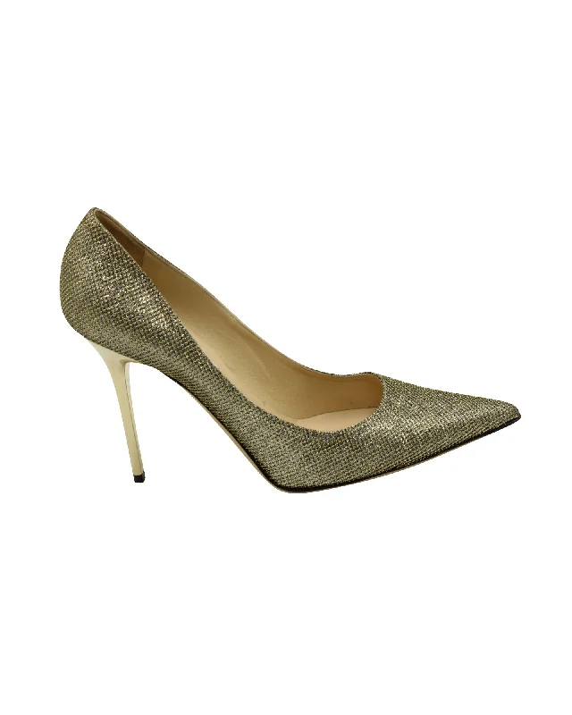 Comfortable Slip-On Shoes Jimmy Choo Glitter Abel Pointed Toe Pumps in Metallic Gold Lamè