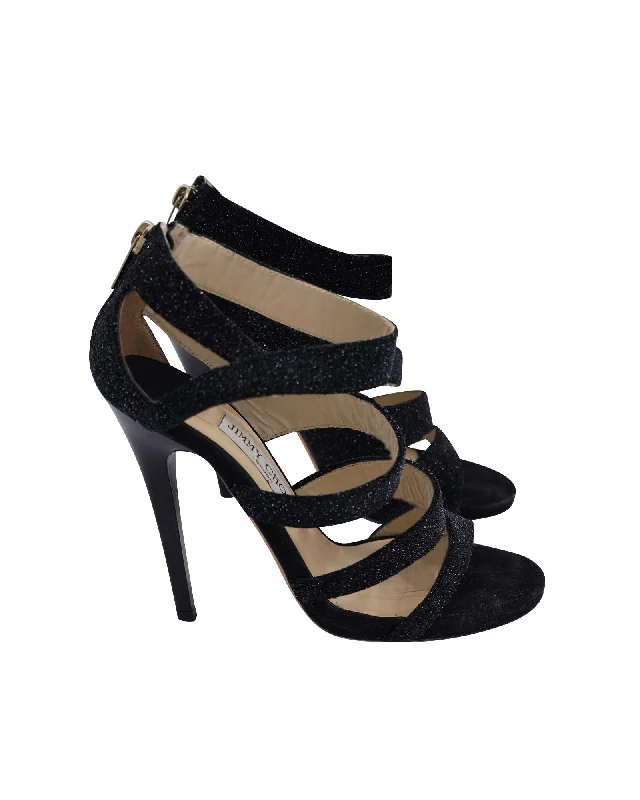 Chic Style Discounts Jimmy Choo Strappy Sandals in Black Glitter