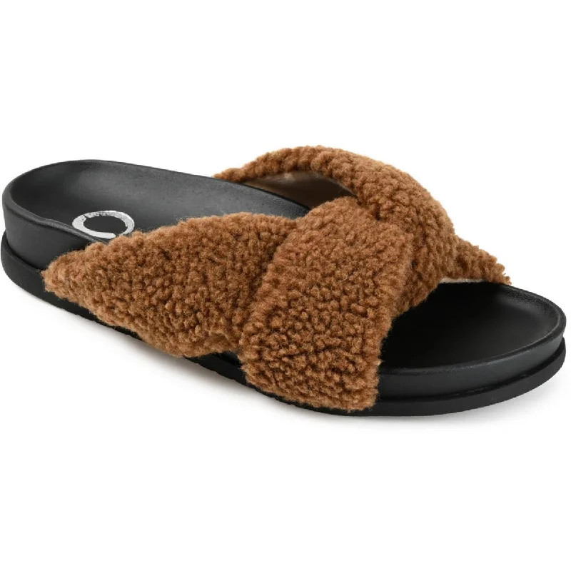 Limited Time Special Offer Journee Collection Womens Faux Fur Slip On Slide Sandals