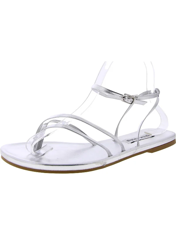 Chic Trends Unveiled Jude Womens Faux Leather Buckle Strappy Sandals