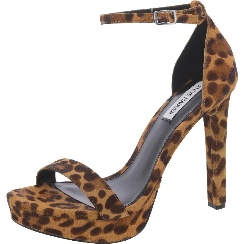 Effortless Style Shoes Sale Leslie Womens Calf Hair Leopard Print Ankle Strap