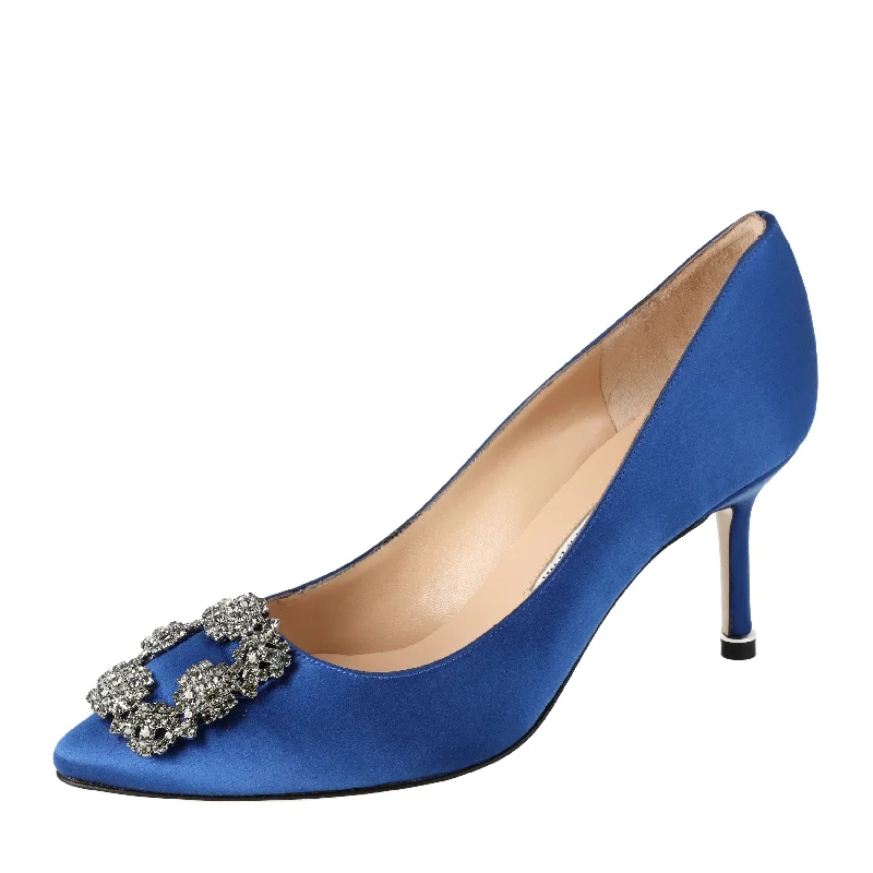 Comfortable Maternity Shoes Manolo Blahnik Hangisi 070 Pump Blue