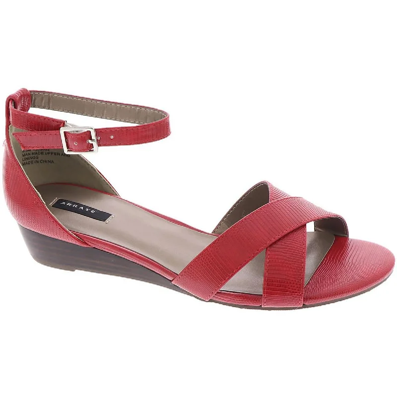 Trend Leading Collection Masseys Womens Brooklyn Faux Leather Criss-Cross Ankle Strap