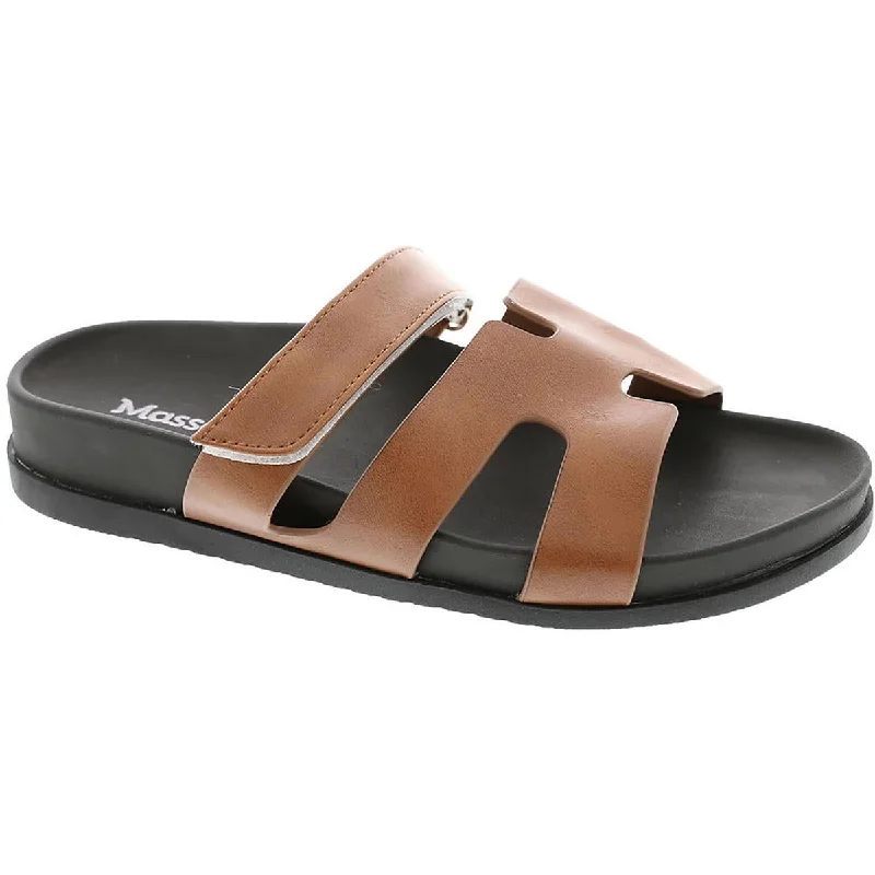 Special Offer Masseys Womens Hope Faux Leather Slip-On Slide Sandals