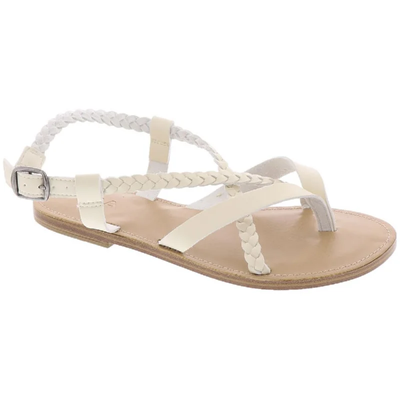 Seasonal Trends Mia Womens VAEDA Faux Leather Thong Flatform Sandals