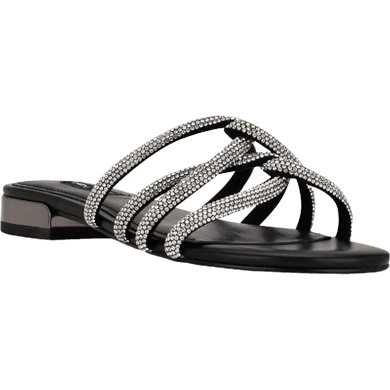 Trendy Looks On Sale Nine West Womens Iria 5 Rhinestone Slip-On Slide Sandals