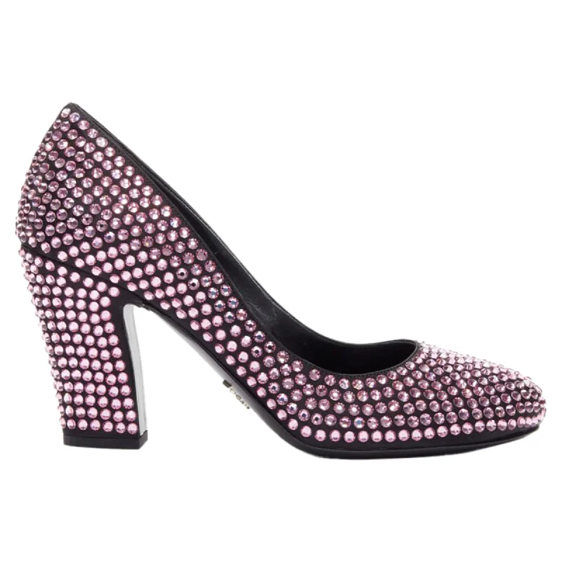 Chic And Edgy Prada Rosa rhinestone crystal embellished pump