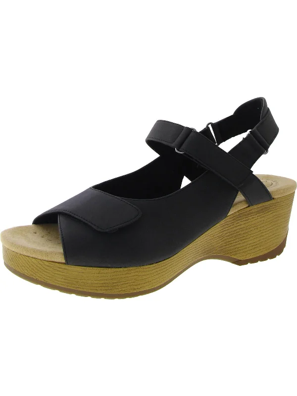 High-End Style Discounts Rez Womens Faux Leather Slingback Wedge Sandals