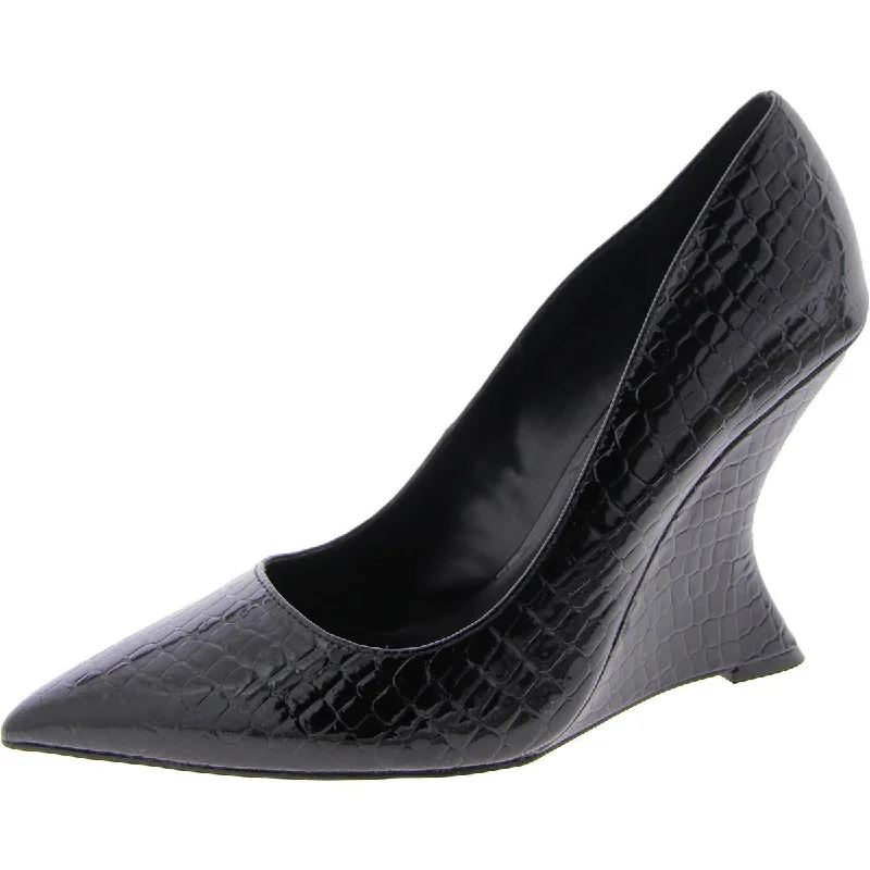 Vintage-Inspired Style Offers Rival Womens Patent Pointed Toe Wedge Heels