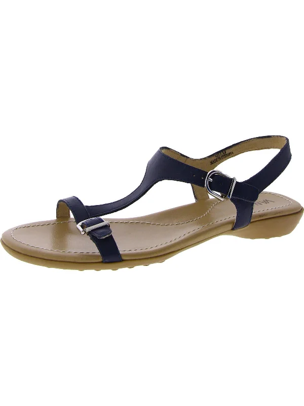 Daily Deals Taletha Womens Leather Casual T-Strap Sandals