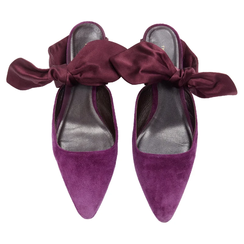 Flash Sales This Week The Row Bow velvet silk tie kitten mule heels