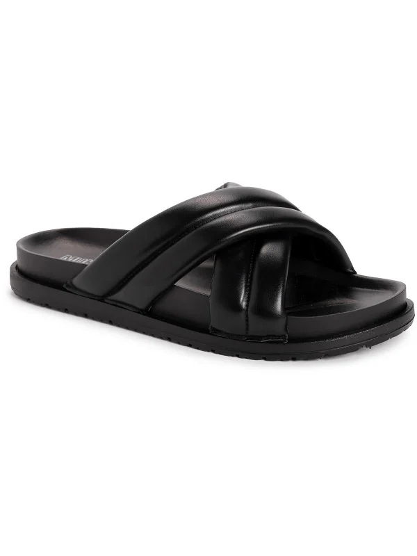 Comfortable Shoes Promotion Tidal Wave Womens Faux Leather Flat Slide Sandals