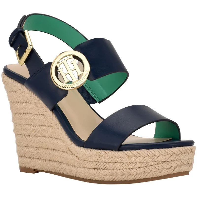 Exclusive Designer Shoes Sale Tommy Hilfiger Womens Kahdy Logo Almond Toe Wedge Sandals