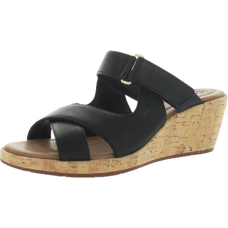 Sustainable Footwear Sale Unstructured by Clarks Womens Un Plaza Leather Slip On Slide Sandals