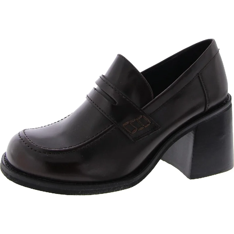 Modern Fashion Sale Usual Womens Faux Leather Square Toe Loafer Heels