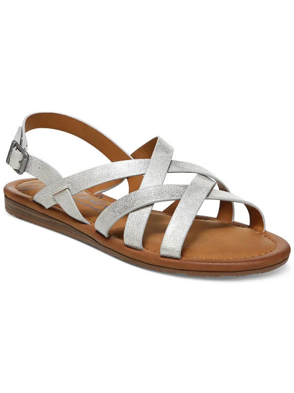 Trendy Flats Sale Womens Cushioned Footbed Faux Leather Strappy Sandals