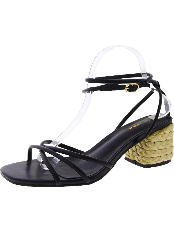 Comfortable Dressy Flats Offers Womens Faux Leather Strappy Block Heel