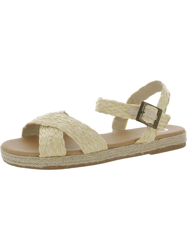 Comfortable Stretchy Shoes Womens Raffia Espadrille Ankle Strap