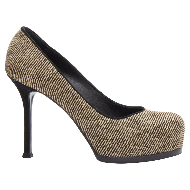 Women's Trendy Boots Yves Saint Laurent Tribtoo wool tweed platform heel pump